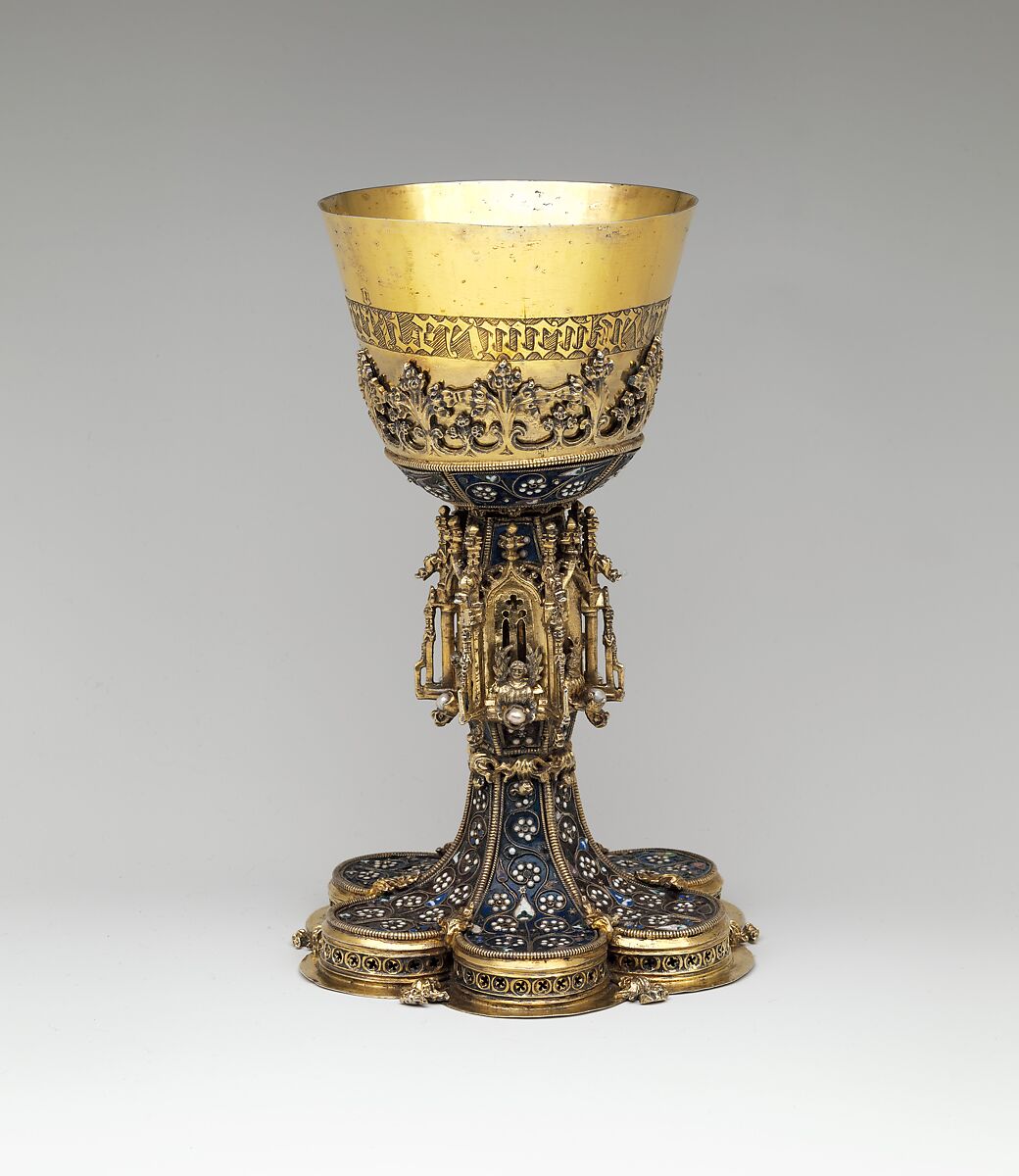 Chalice, Gilded silver, filigree enamel, pearls, Southeastern European 