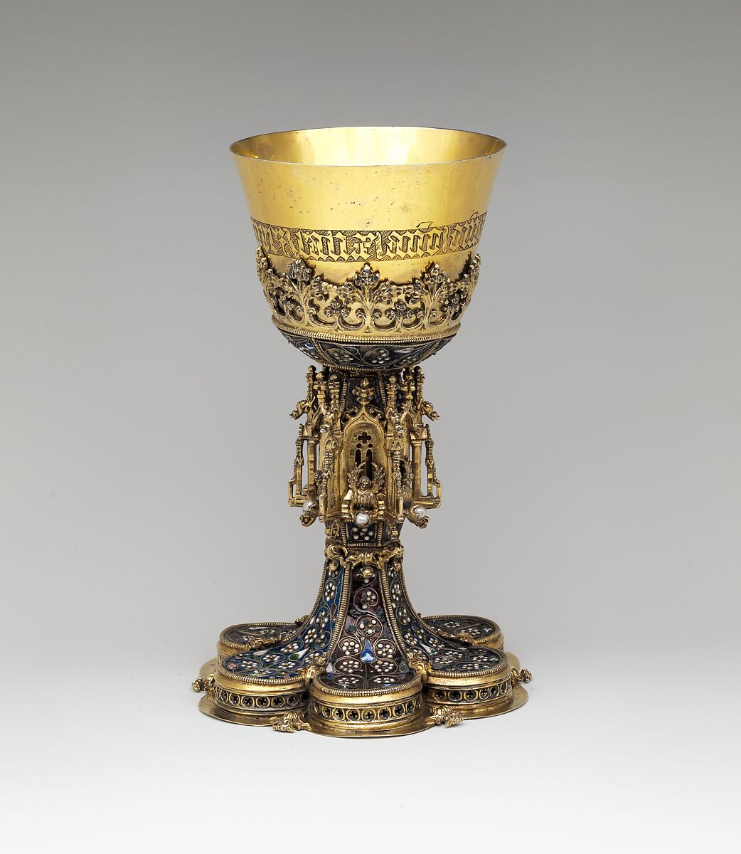 Chalice, Gilded silver, filigree enamel, pearls, Southeastern European