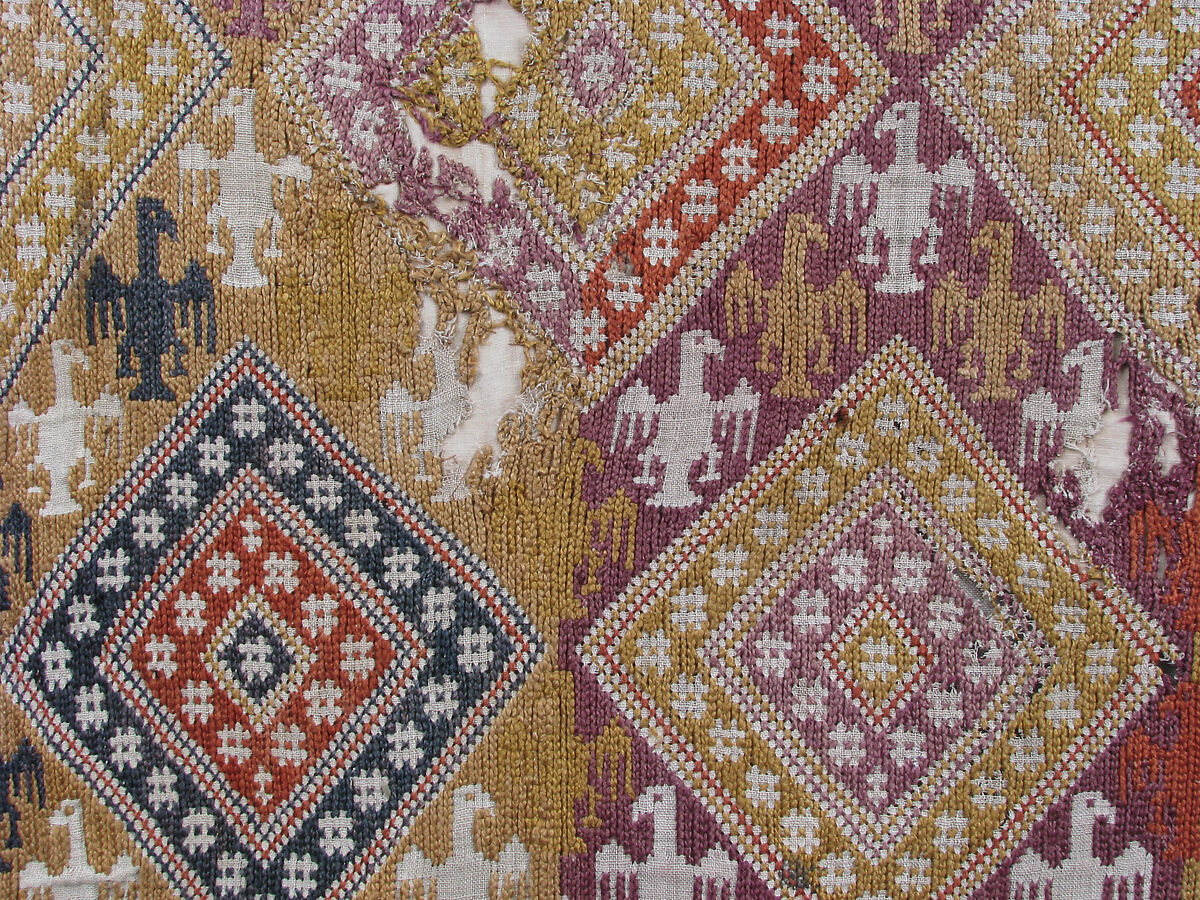 Embroidery Fragment, Silk embroidery on linen plain weave, Swiss