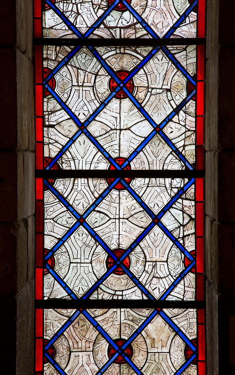 Grisaille Panels, Pot-metal and colorless glass with vitreous paint, French