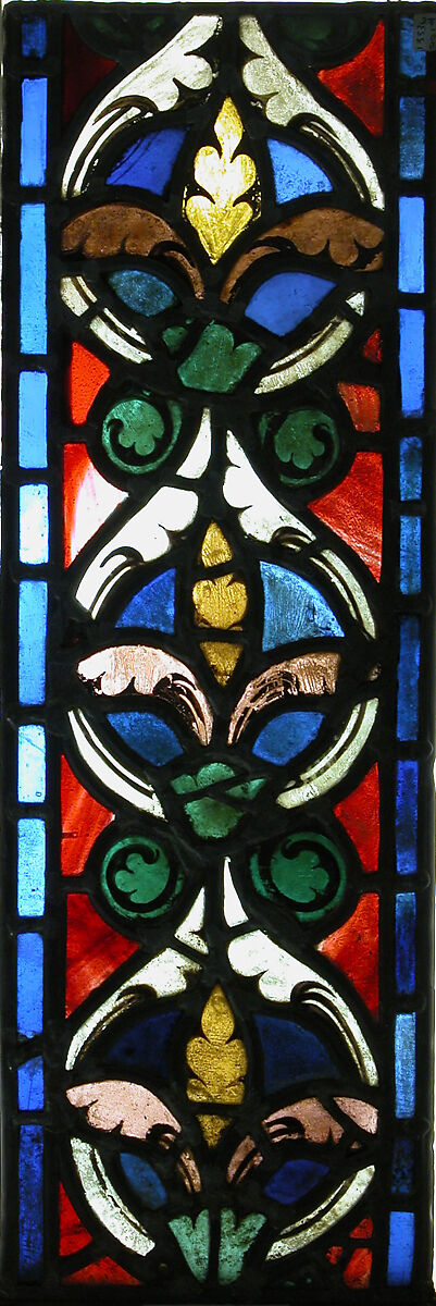 Two Sections of a Border, Rémois Atelier (French, active Reims, late 12th–early 13th century), Pot-metal glass and vitreous paint, French