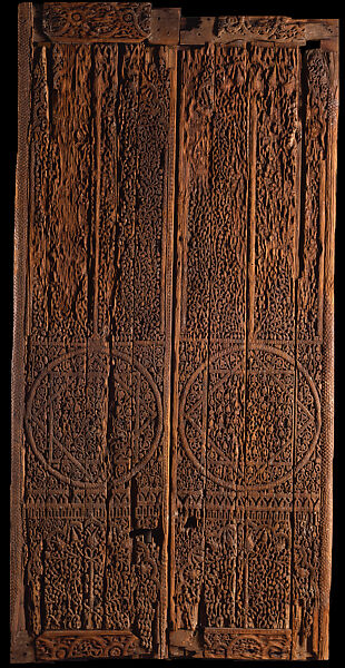 Pair of Doors with Carved Decoration, Wood 