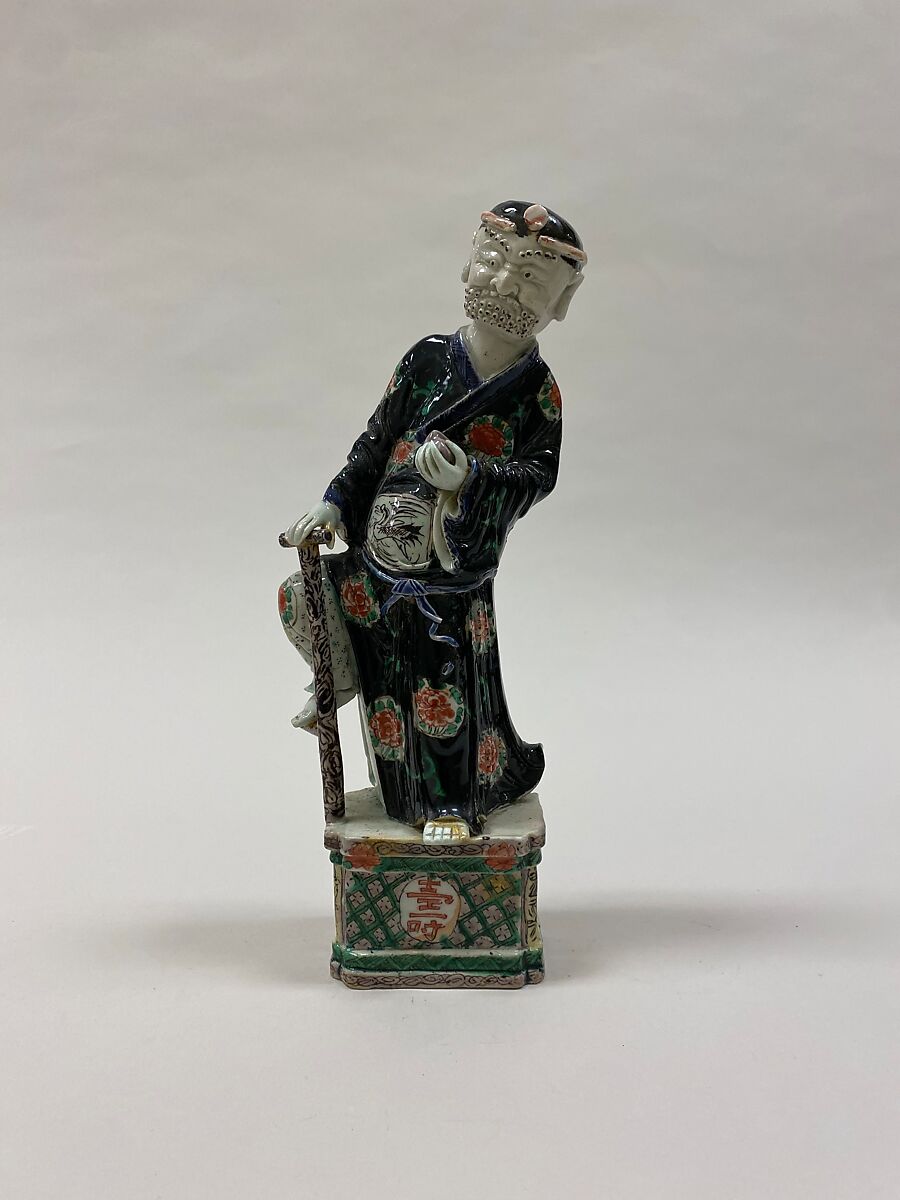 Figure of Li Tieguai, one of the Eight Immortals, Biscuit with polychrome enamels (Jingdezhen ware), China 