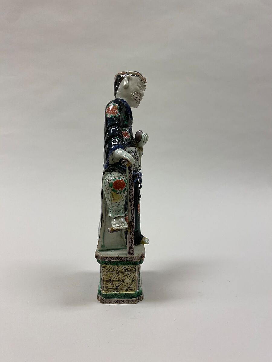 Figure of Li Tieguai, one of the Eight Immortals, Biscuit with polychrome enamels (Jingdezhen ware), China