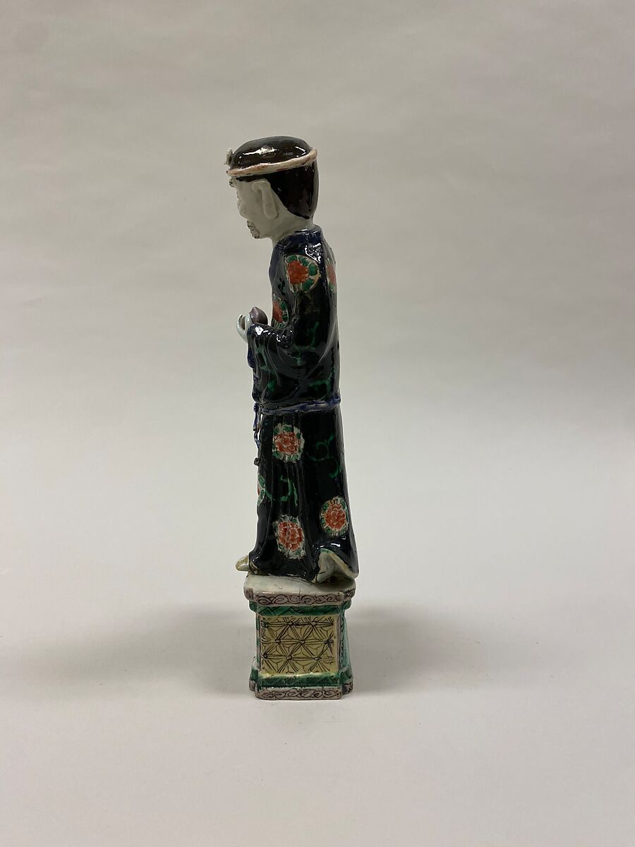 Figure of Li Tieguai, one of the Eight Immortals, Biscuit with polychrome enamels (Jingdezhen ware), China