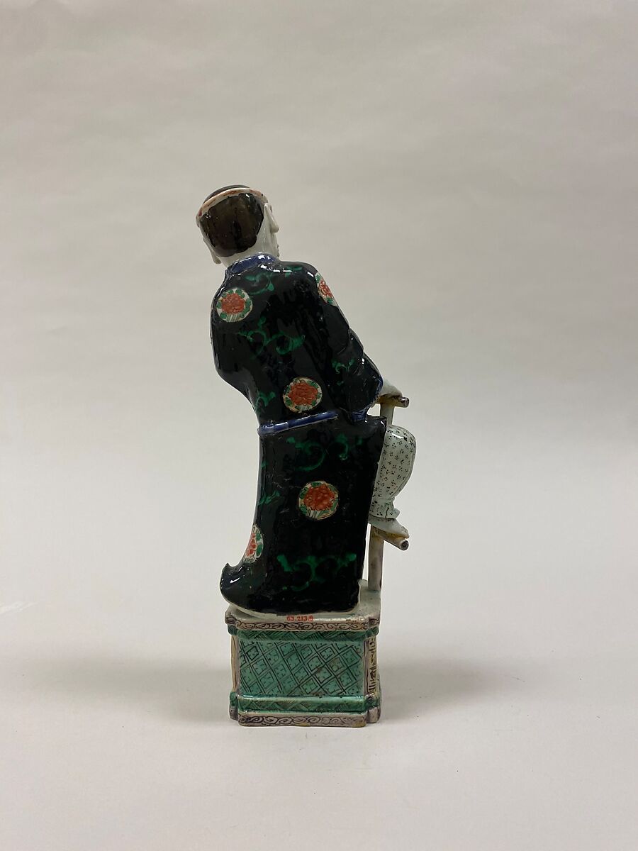 Figure of Li Tieguai, one of the Eight Immortals, Biscuit with polychrome enamels (Jingdezhen ware), China