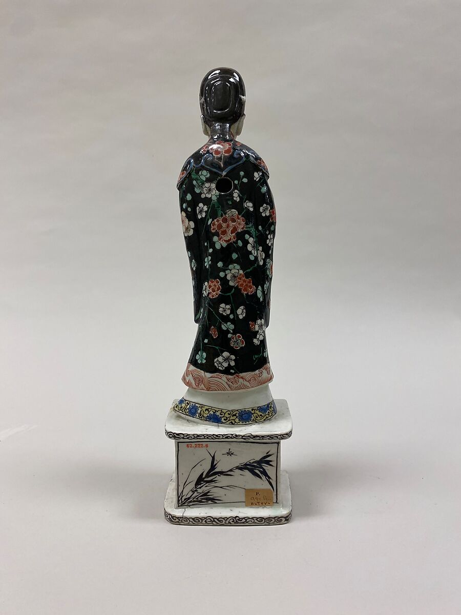 Figure of a standing lady, Biscuit with polychrome enamels (Jingdezhen ware), China