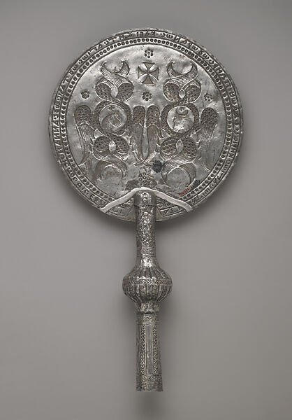 Pair of Liturgical Fans (Rhipidia), Silver, repoussé relief 