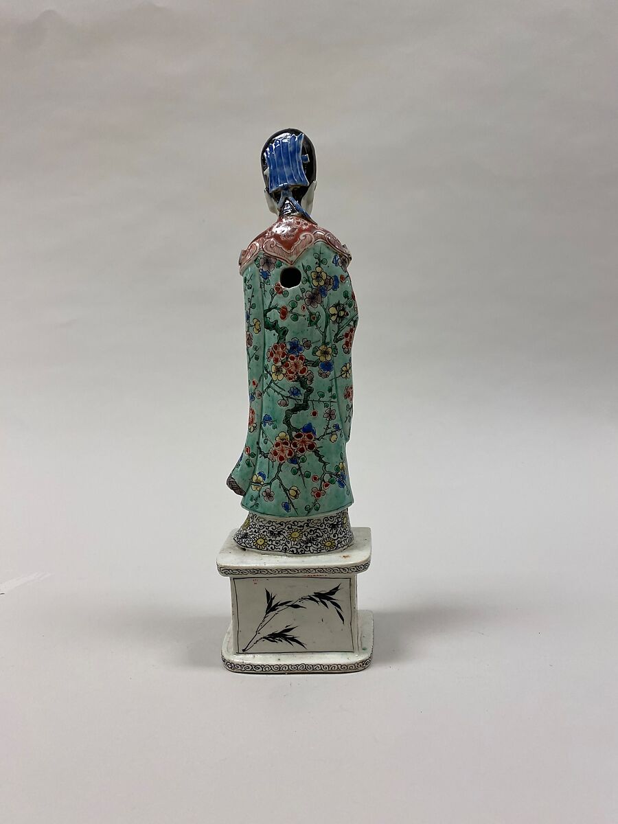 Figure of He Xiangu, one of the Eight Immortals, Biscuit with polychrome enamels (Jingdezhen ware), China
