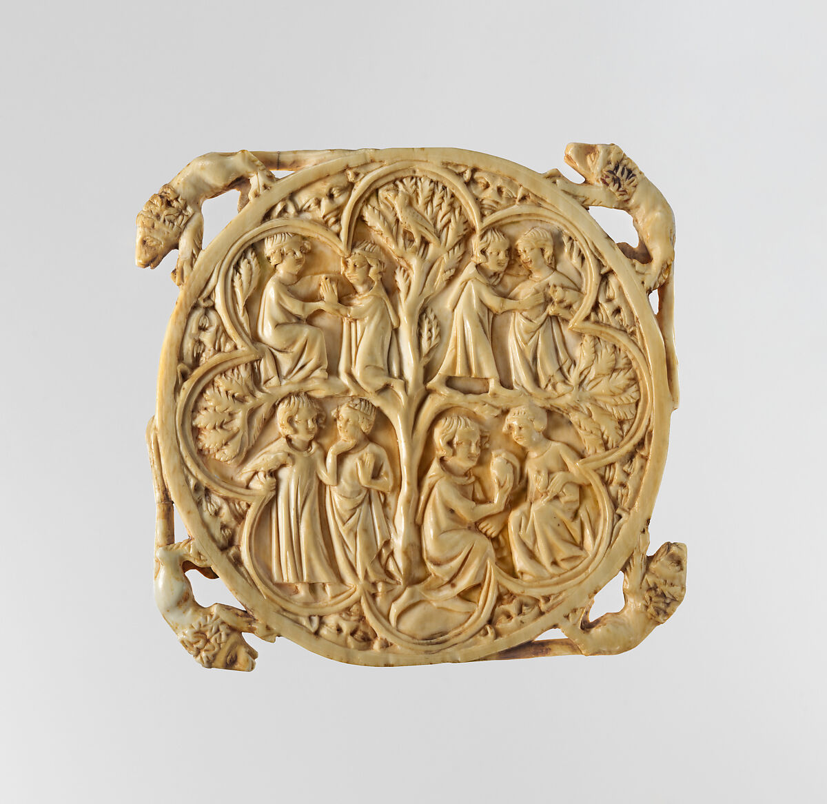 Mirror Case with scenes of paired lovers, Elephant Ivory, French 