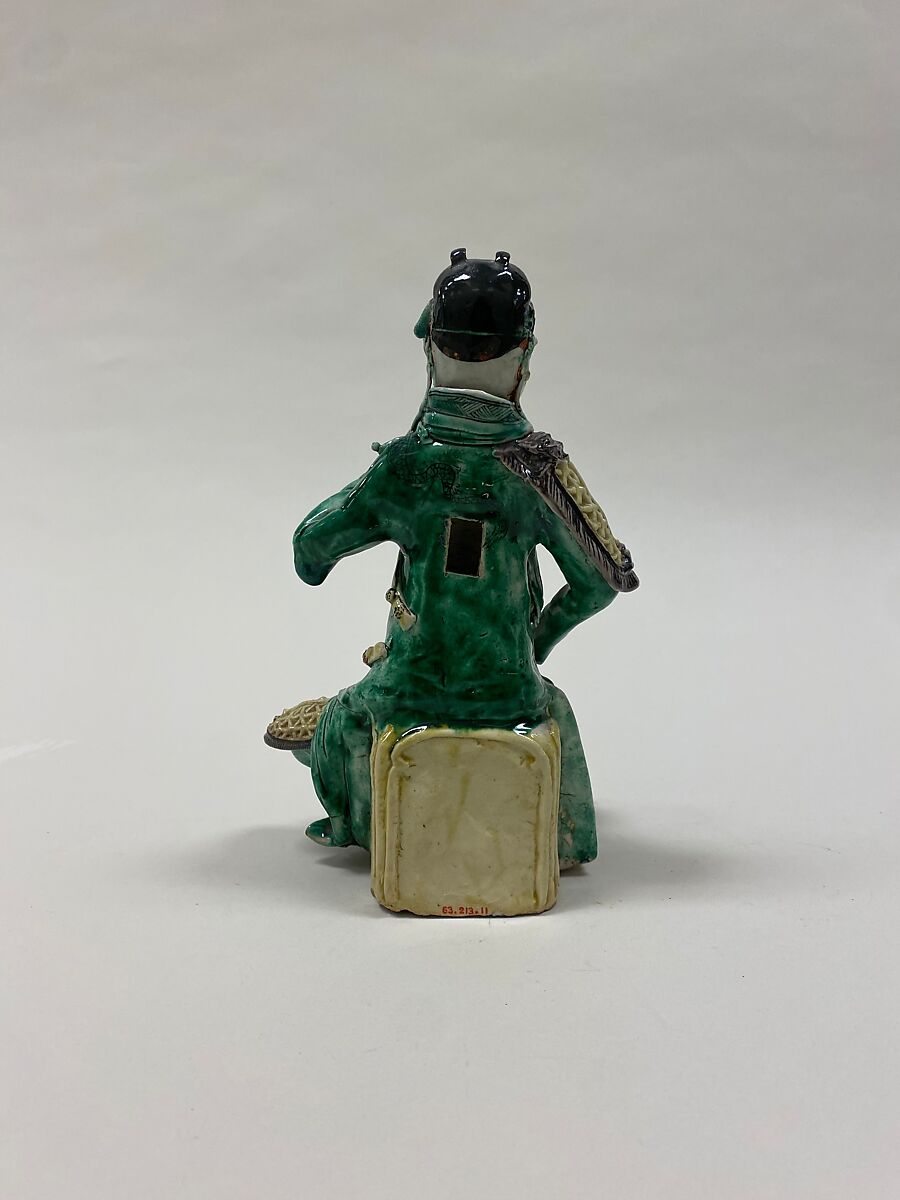 Figure of Guan Yu, a guardian deity, Biscuit with polychrome enamels (Jingdezhen ware), China