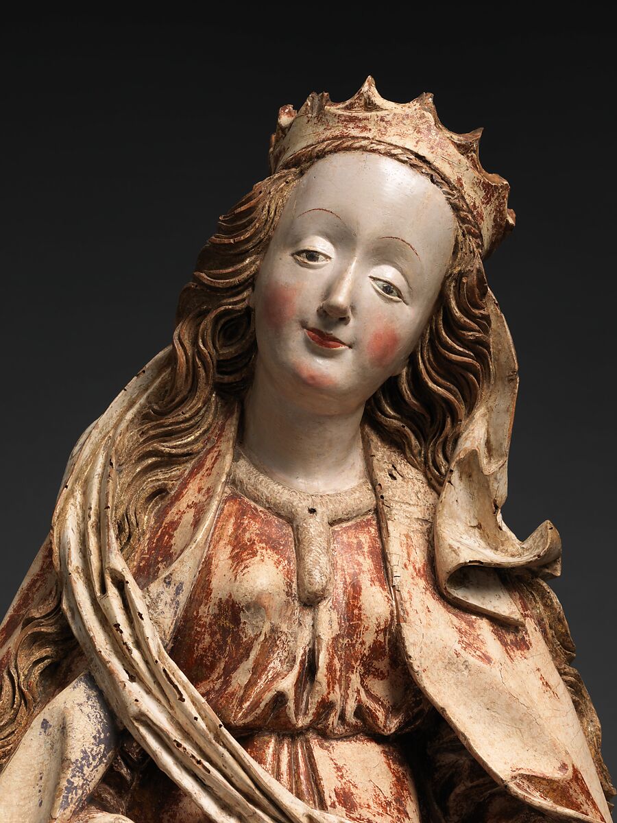 Enthroned Virgin, Limewood with gesso, paint and gilding, Austrian