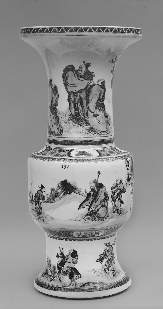 Vase with figures in a landscape, Porcelain painted in overglaze polychrome enamels (Jingdezhen ware), China 