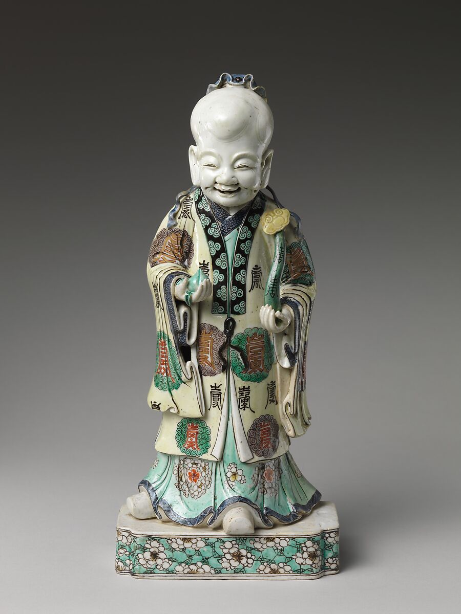 God of Longevity (Shoulao), Porcelain painted in overglaze polychrome enamels and gold (Jingdezhen ware), China 