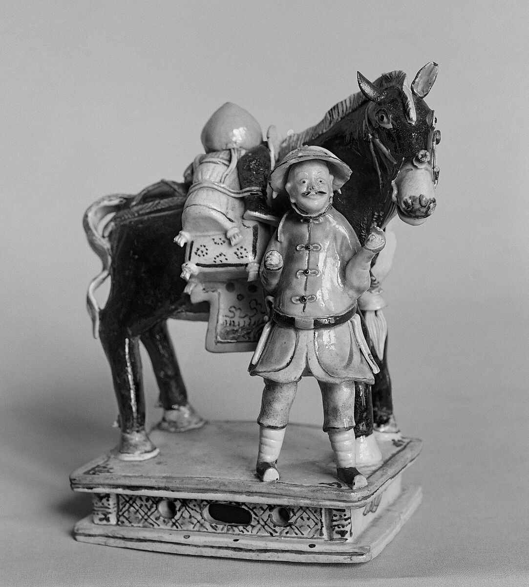 Figure of a Pack of Horse and Attendant, Porcelain, China 