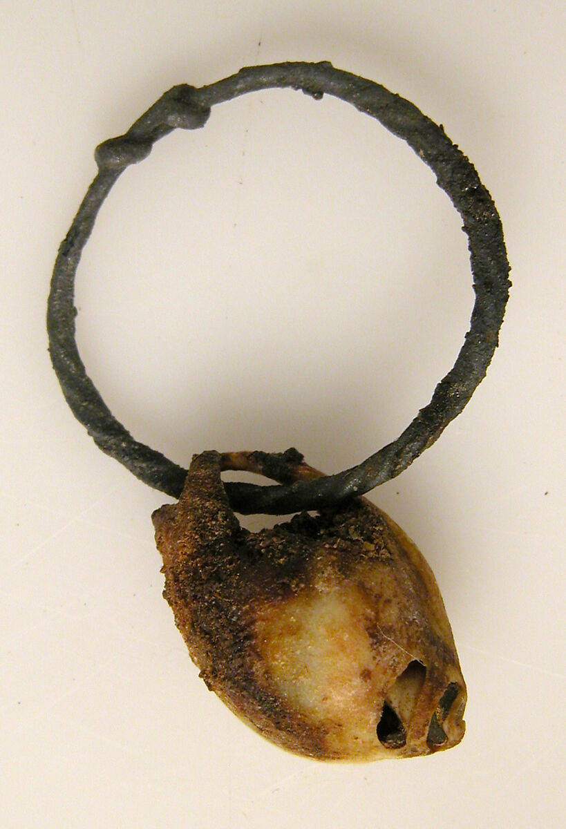 Ring with Shell, Copper alloy, shell, Coptic 