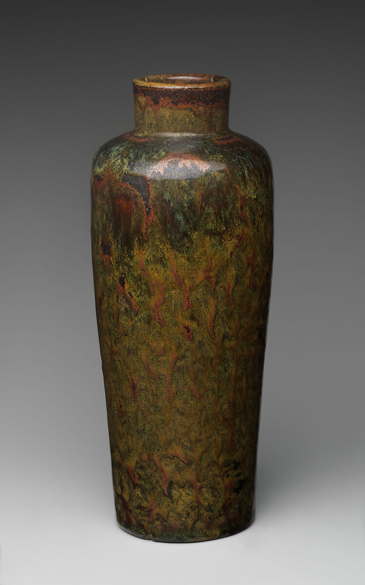 Flower Vase, Pottery covered with mottled glaze (Satsuma ware), Japan
