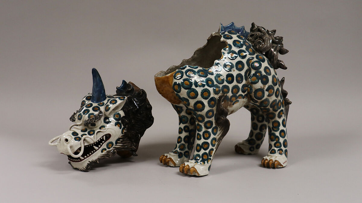 Censer in the form of a Kirin, Porcelain decorated in enamels; (Middle-period renaissance Kutani ware), Japan