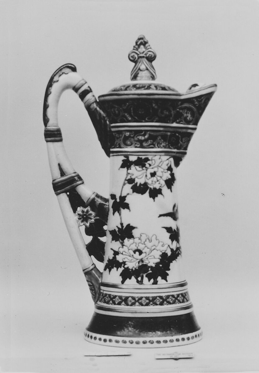 Ewer with Cover, White porcelain decorated with enamels (Hizen ware, Kutani type), Japan 