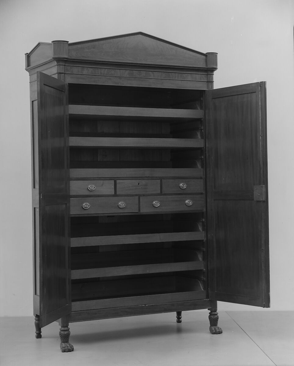 French press, Mahogany, mahogany veneer, gilded brass with yellow poplar, white pine, American