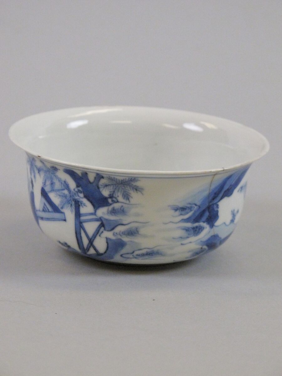 Cup with figures, Porcelain painted in underglaze cobalt blue (Jingdezhen ware), China