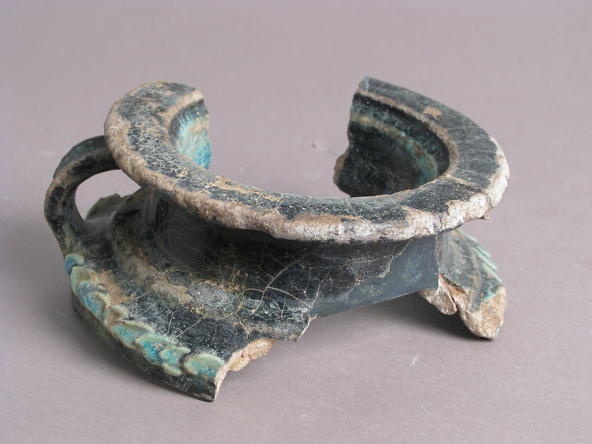 Pottery Fragment, Earthenware, glazed (faience), Coptic 