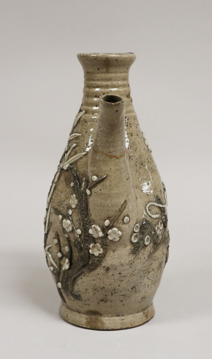 Water pot, Pottery covered with glaze; decorated in high relief (Soma ware), Japan