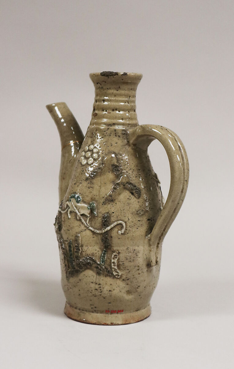 Water pot, Pottery covered with glaze; decorated in high relief (Soma ware), Japan