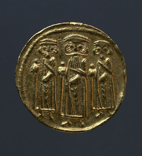 Dinar of Byzantine Type with Arabic Inscriptions, Gold 