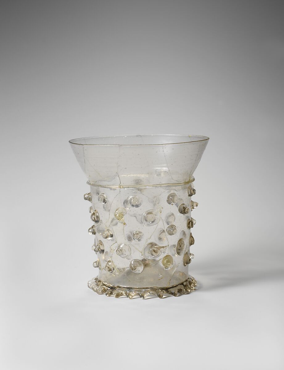 Beaker, Free-blown glass with applied decoration, German or Swiss
