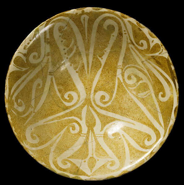 Luster-Painted Bowl, Earthenware, painted in luster over an opaque white glaze 
