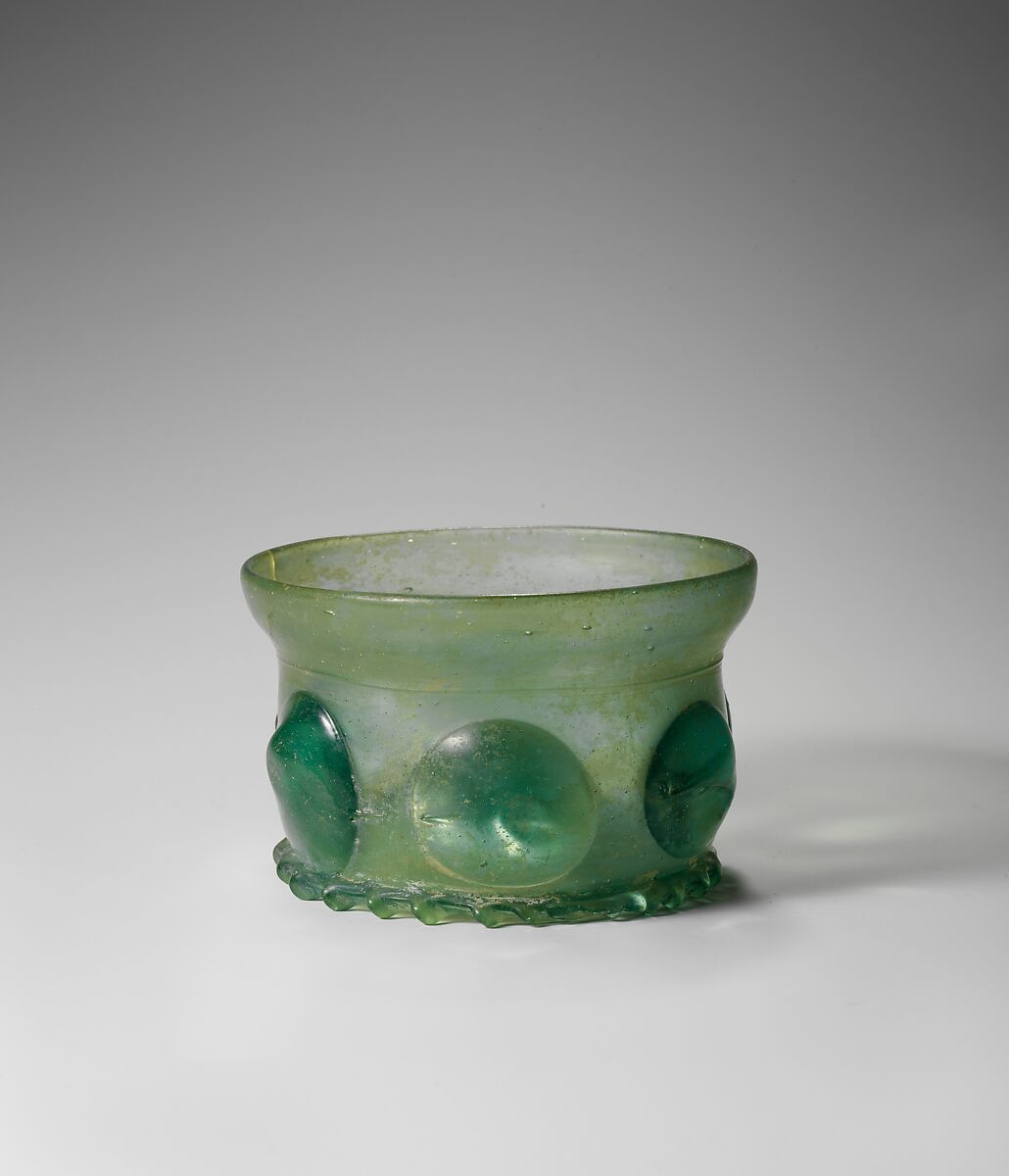 Beaker (Krautstrunk), Free-blown glass with applied decoration, German or Netherlandish