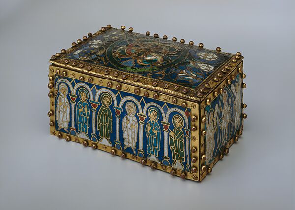 Portable Altar, Copper with gilding and champlevé enamels, mounted on a modern copper casket, North German 