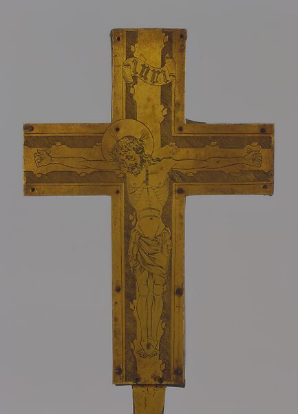 So-called Burial Cross, Gilded copper; wood core, German (Hildesheim (?)) 
