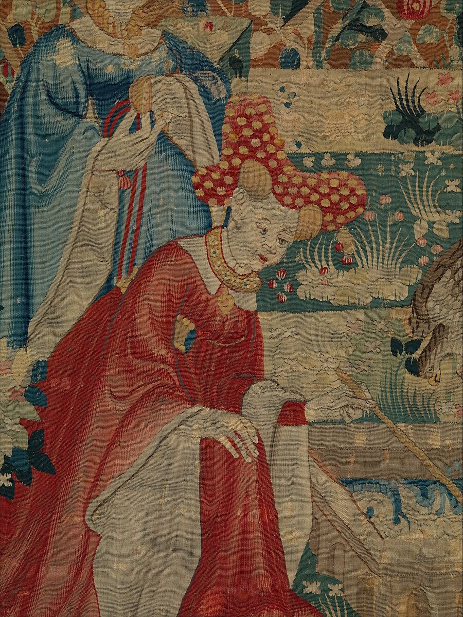 The Falcon's Bath, Tapestry with wool warp and wool wefts, South Netherlandish