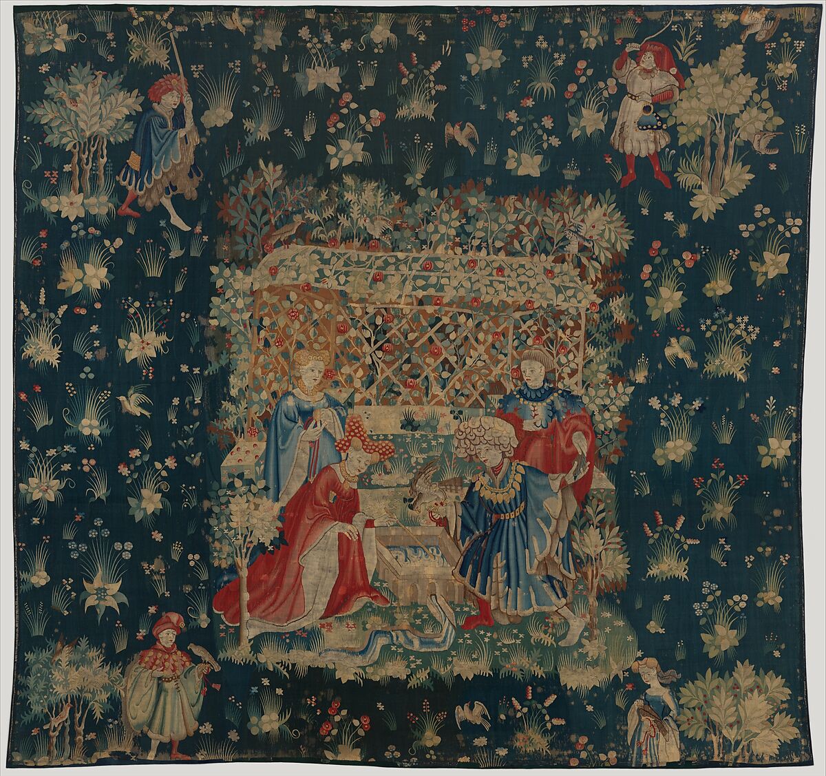 The Falcon's Bath, Tapestry with wool warp and wool wefts, South Netherlandish 