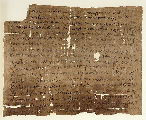 Letter in Greek Concerning Purchase of Wool, Black ink on papyrus 