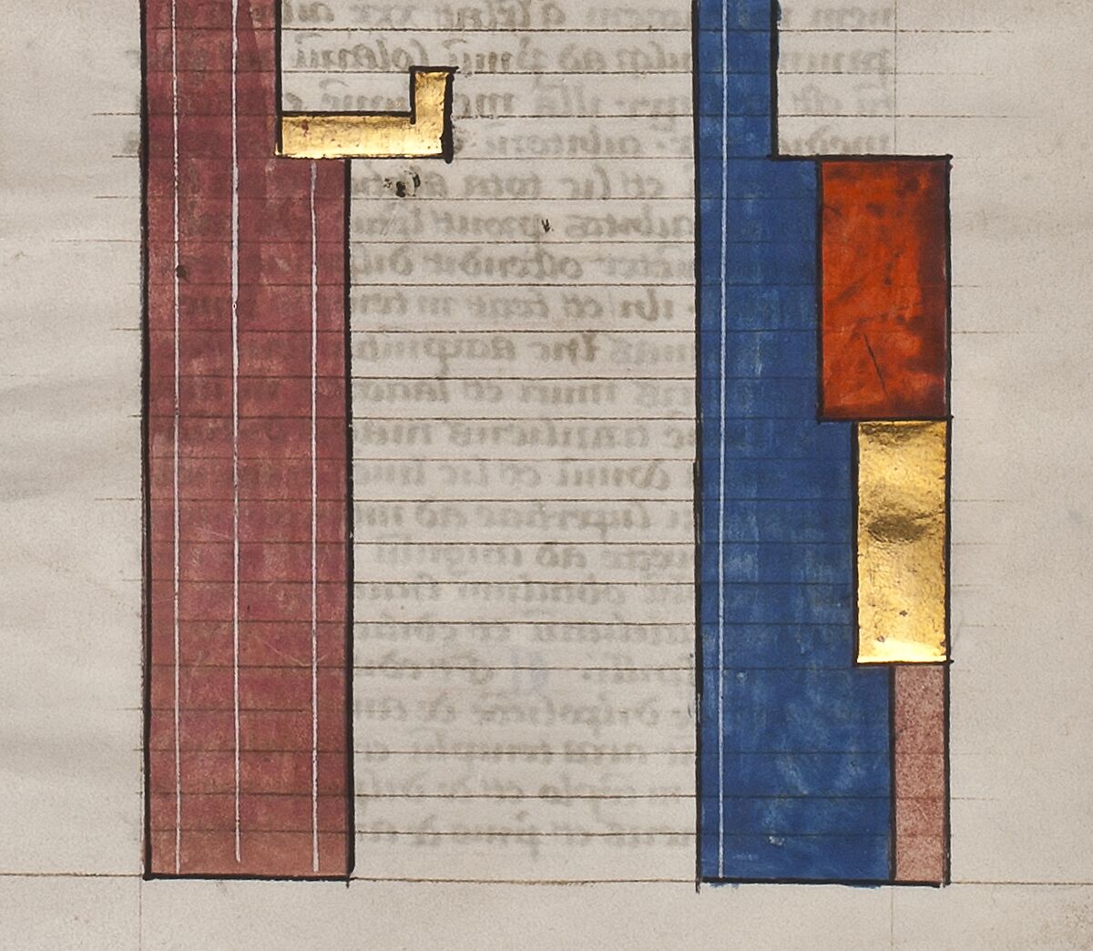 Elevation of Solomon's Temple, one of six illustrated leaves from the Postilla Litteralis (Literal Commentary) of Nicholas of Lyra, Opaque watercolor, iron-gall ink and gold on vellum, French
