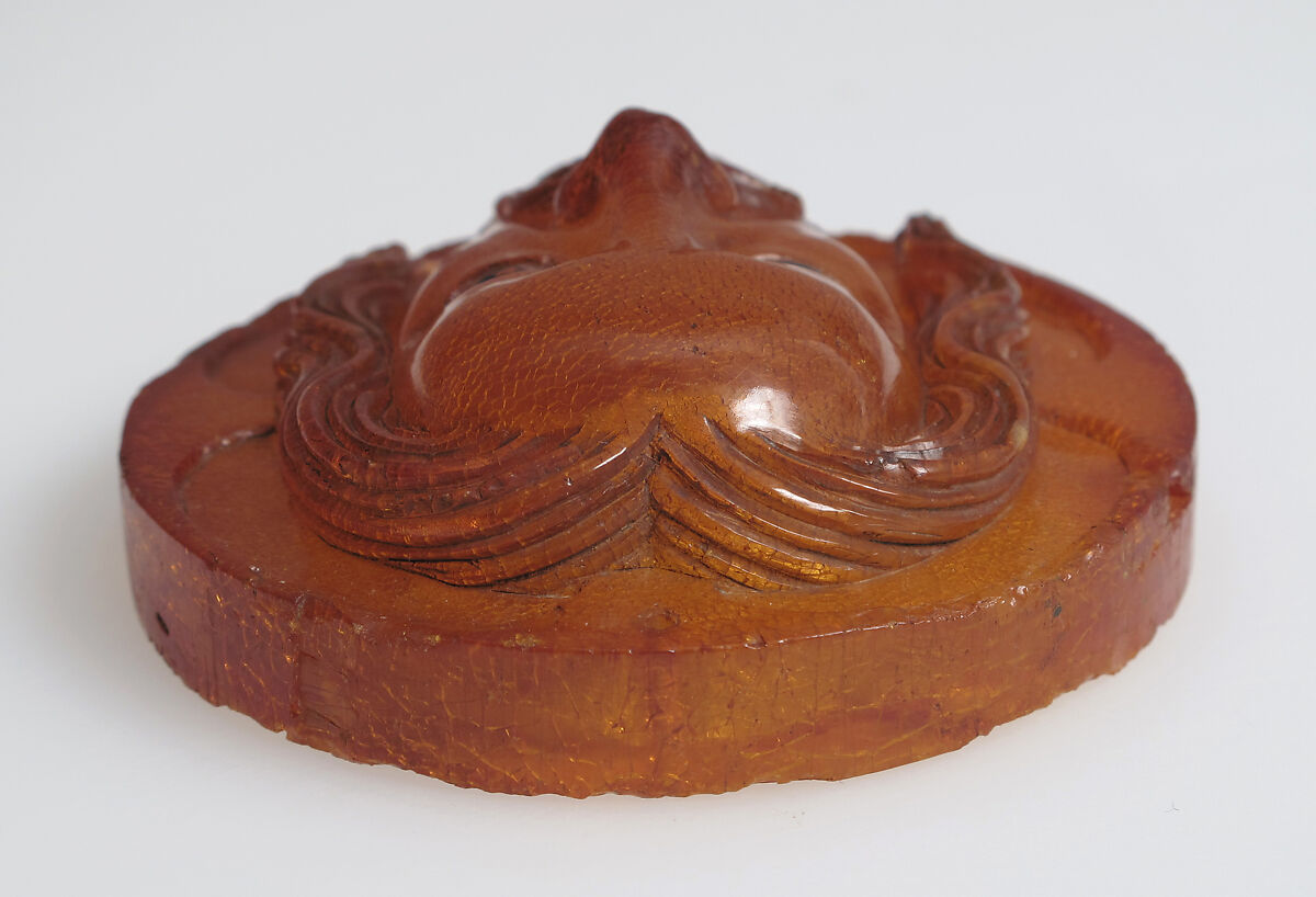 Medallion with the Face of Christ, Baltic amber with traces of paint, Polish