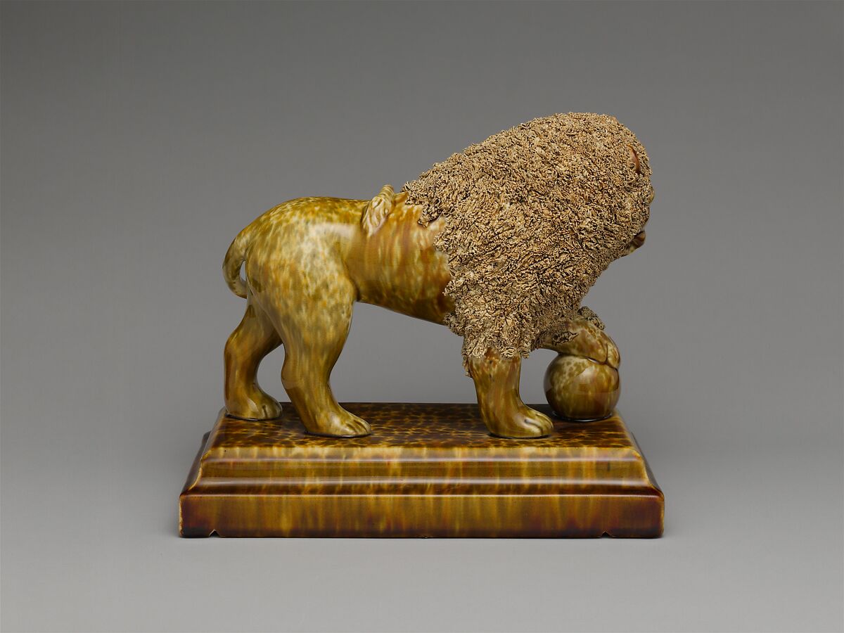 Standing lion, Possibly designed by Daniel Greatbatch (active 1838–ca. 1861), Earthenware, American