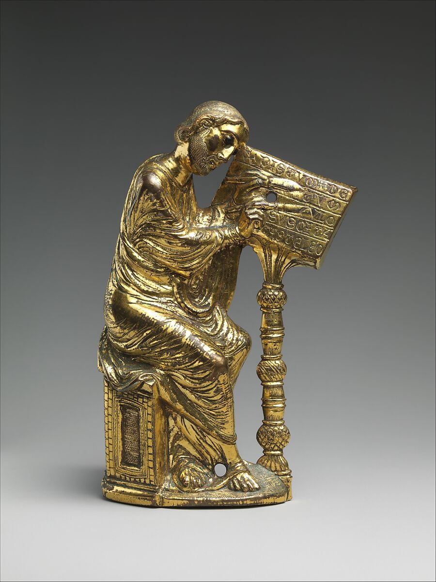 Evangelists Mark and Luke, Gilded copper and glass, French