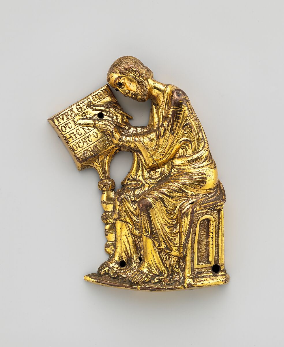 Evangelists Mark and Luke, Gilded copper and glass, French