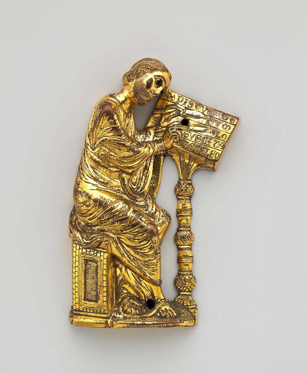 Evangelists Mark and Luke, Gilded copper and glass, French