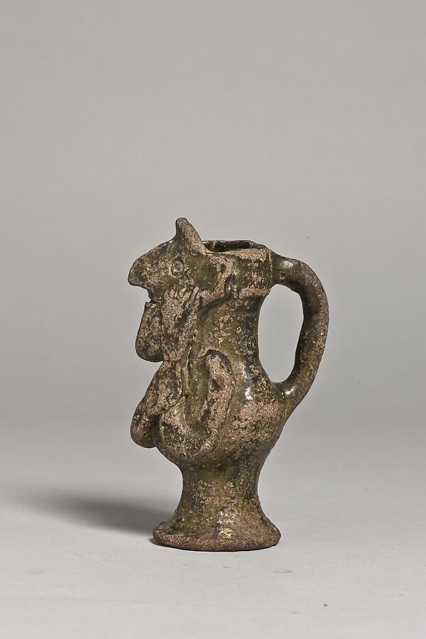 Face Jug, Earthenware, green glaze, British