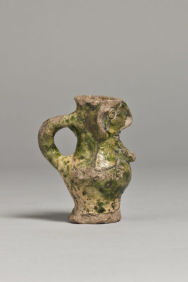 Face Jug, Earthenware, green glaze, British