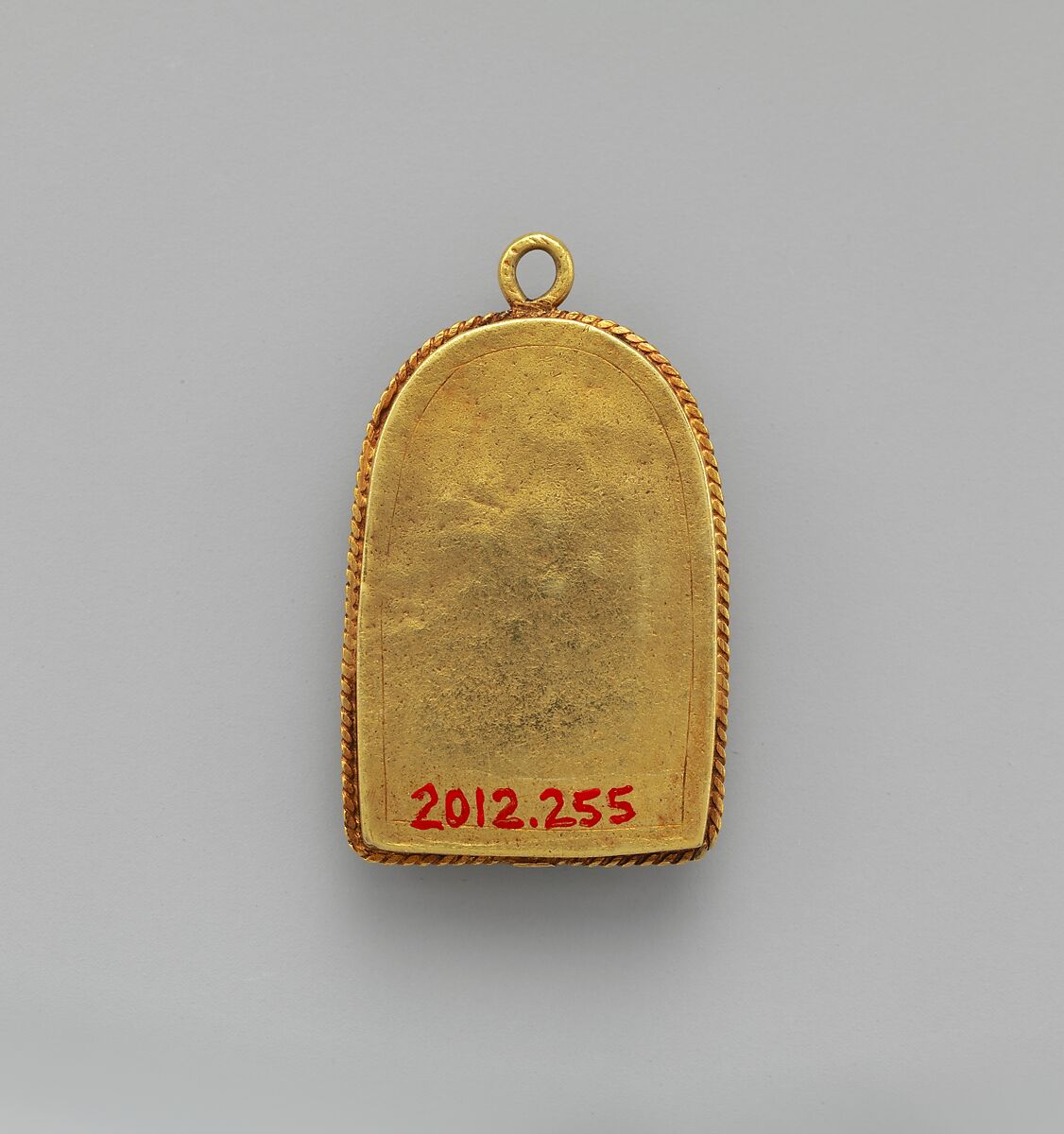 Pendant with the Coronation of the Virgin, Elephant ivory mounted behind rock crystal in gold mount, North French or Netherlandish
