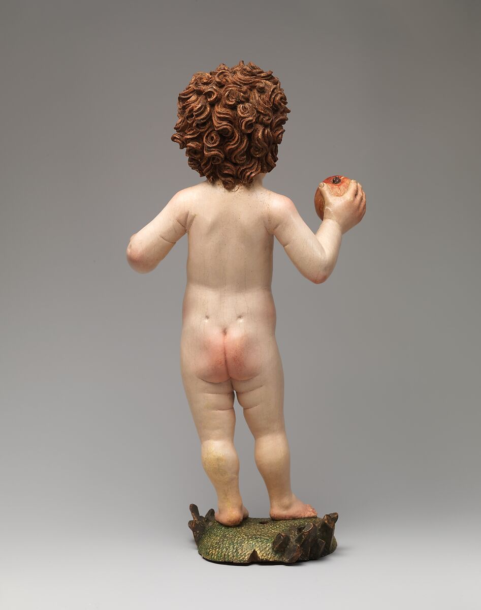 Christ Child with an Apple, Circle of Michel Erhart (German, Ulm, active 1464–1522), Willow with original paint and traces of gold, German