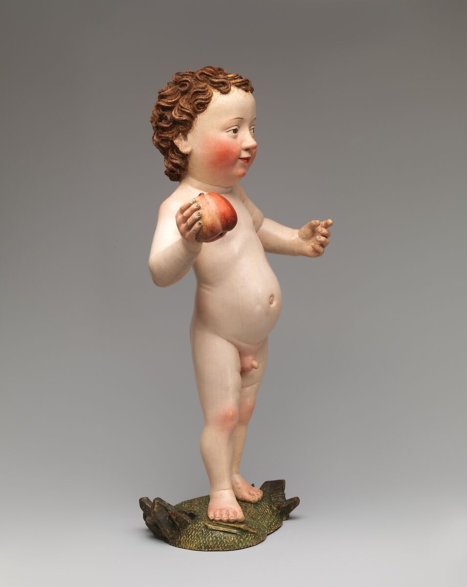 Christ Child with an Apple, Circle of Michel Erhart (German, Ulm, active 1464–1522), Willow with original paint and traces of gold, German