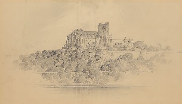 Preliminary Design for The Cloisters - View of the West Elevation, Otto Reinhold Eggers (American, 1882–1964), Graphite pencil in various gray tones on mat board, American 
