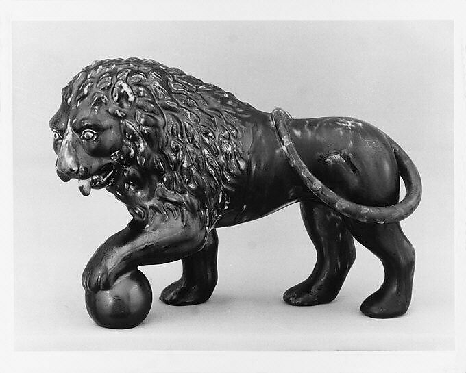 Lioness Figure, Probably designed by Daniel Greatbatch (active 1838–ca. 1861), Mottled brown earthenware, American
